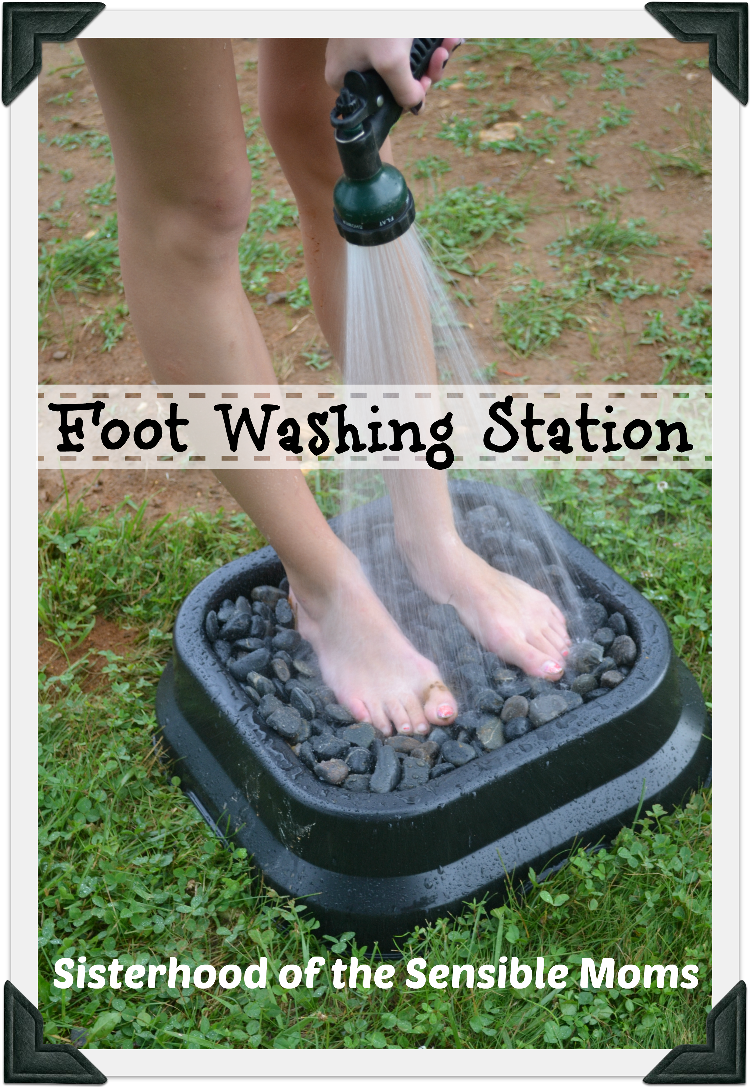 DIY Foot Washing Station Tutorial - Keep that mud out of the house this summer! Sisterhood of the Sensible Moms