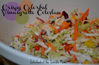 Crispy Colorful Vinaigrette Coleslaw Recipe -- Yummy and no mayo! -- Sisterhood of the Sensible Moms
