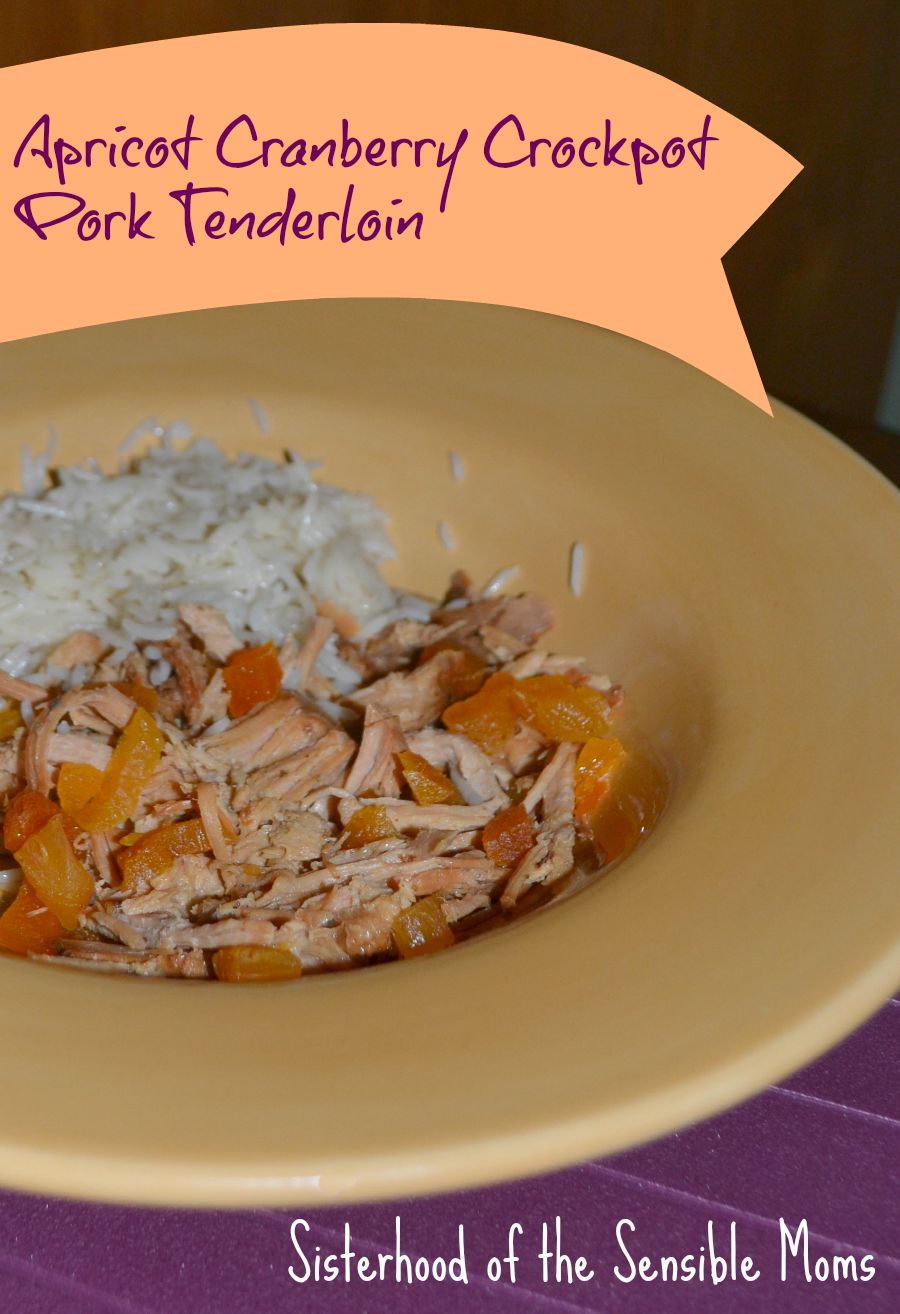 Apricot Cranberry Crockpot Pork Tenderloin. This delicious recipe will become a family dinner favorite. Good enough for company, easy enough for a weeknight. Sisterhood of the Sensible Moms