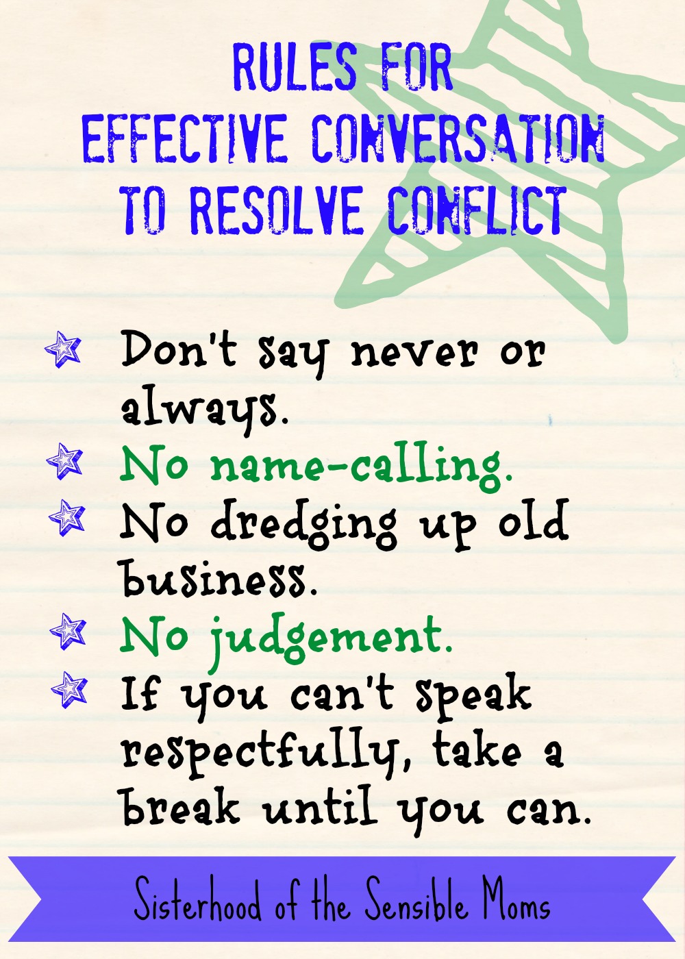 Rules for effective conversation to resolve conflict. Helpful teen parenting guide with tips for How to Talk to Your Kids about Dating | Parenting Advice | Sisterhood of the Sensible Moms