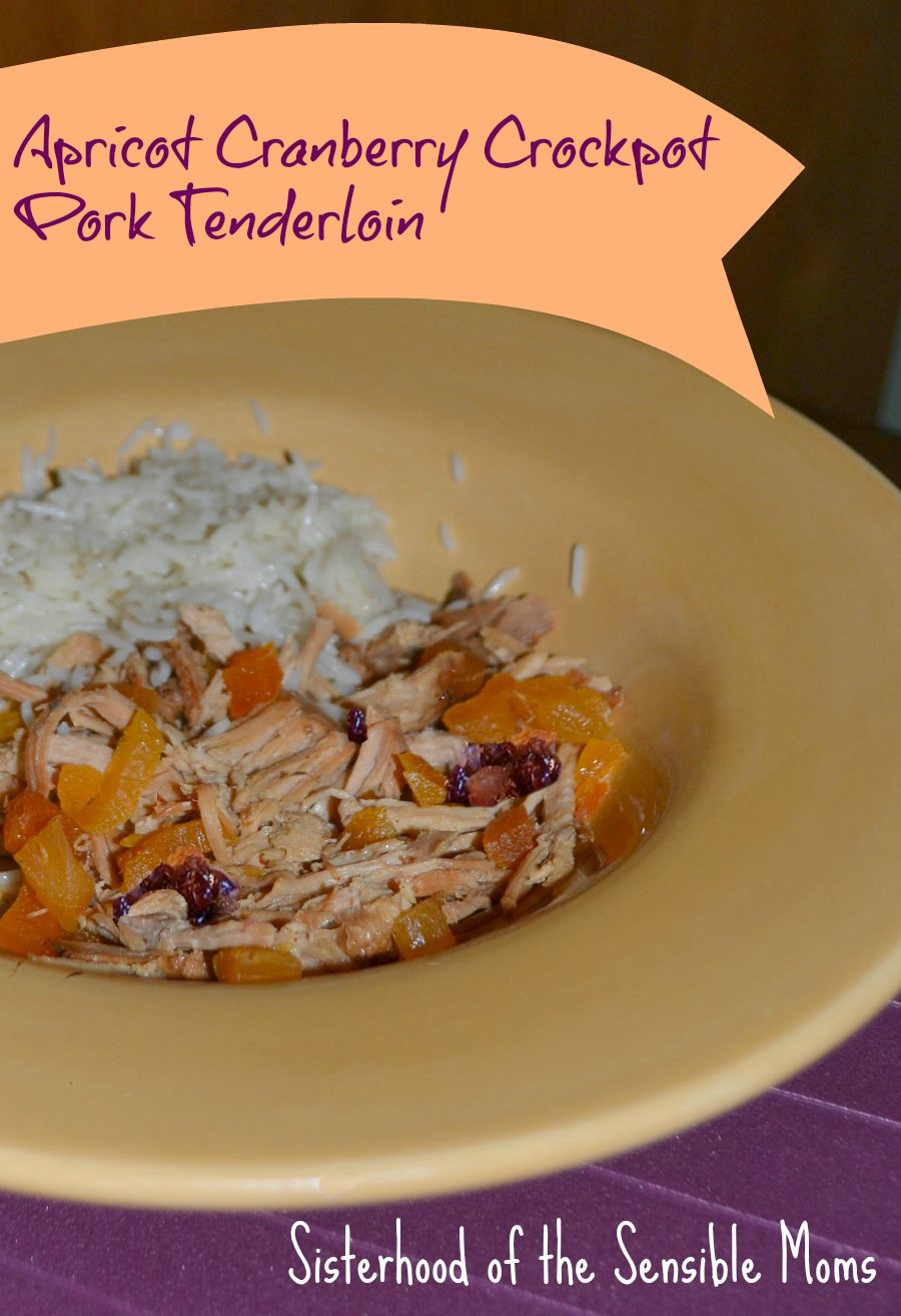 Apricot Cranberry Crockpot Pork Tenderloin | Cranberry recipes for a party or every day! Let's hear it for cranberry, that culinary trooper that is often an afterthought! Here's some cranberry recipes for drinks, appetizers, and main dishes that will bring it front and center! Sisterhood of the Sensible Moms