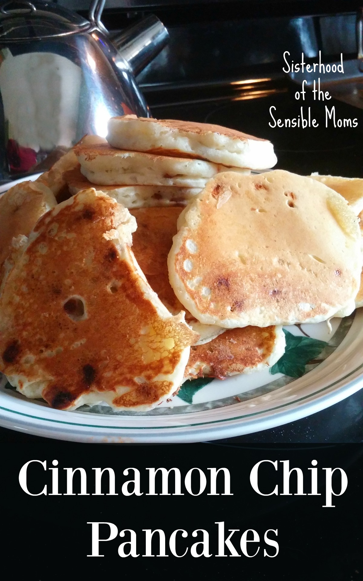 Be a hero this weekend and make these delicious Cinnamon Chip Pancakes from scratch. In fact, why not double the batch and freeze some for the week? | Breakfast Recipe | Sisterhood of the Sensible Moms
