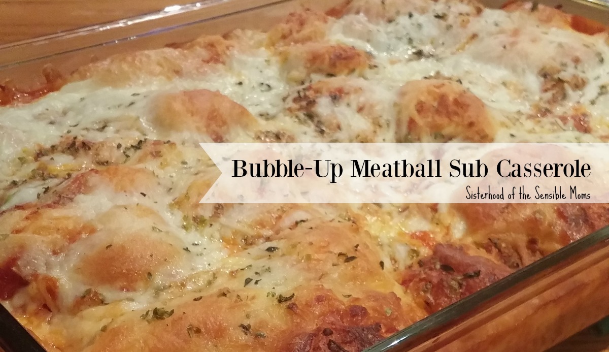 Delicious Bubble-Up Meatball Sub Casserole is low on effort, but big on satisfying taste. It's comfort food that's not too bad on the waistline. Such a yummy dinner recipe the whole family will love. | Sisterhood of the Sensible Moms