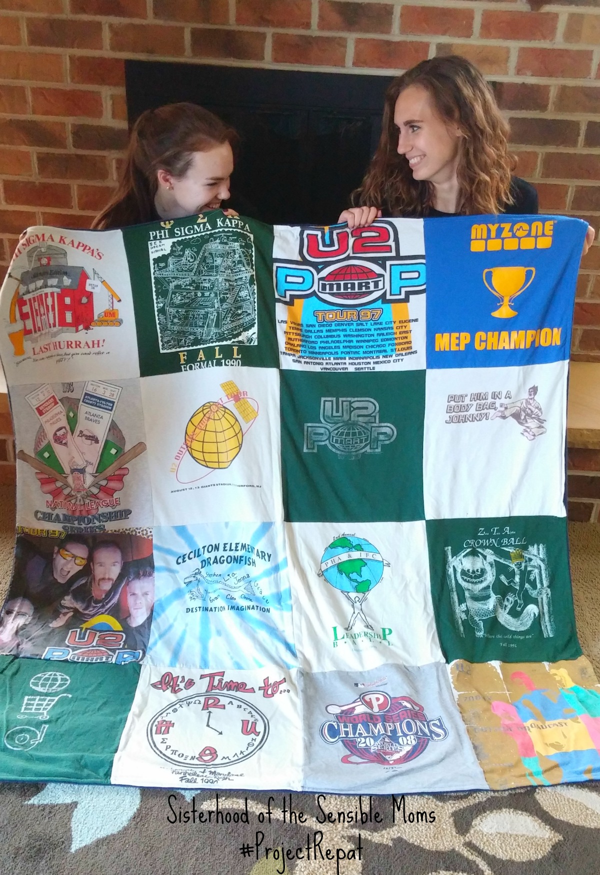 Looking for great Graduation and Father's Day Gifts? How about your memories wrapped up with a side of memorable and cuddly?| Project Repat T-Shirt Quilts for Grads and Dads | Sisterhood of the Sensible Moms